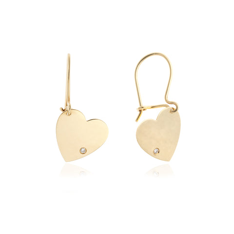 Heart Σκουλαρίκια καρδούλες χρυσό 14K με brilliant