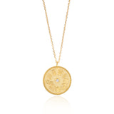 Necklace with the symbols of 9 Muses. Silver 925o gold plated with thite stone. 