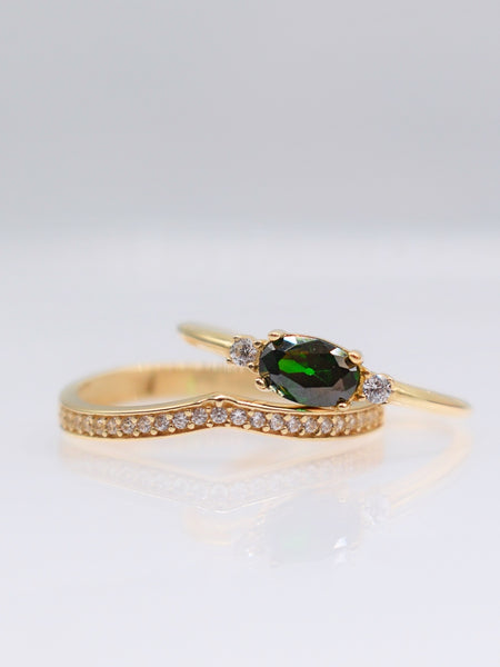 Verdant Δαχτυλίδι χρυσό 14K με πράσινη πέτρα
