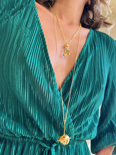 Perseides Γούρι 2026 Κολιέ σφαίρα με λευκές πέτρες