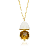 Easter Pop Κολιέ Αβγό με λευκό σμάλτο και καρδιά