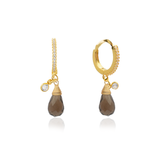 Sugar Sparkle Σκουλαρίκια με smoky quartz και λευκές πέτρες