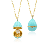 Easter Pop Κολιέ Αβγό με τιρκουάζ σμάλτο και λουλουδάκι