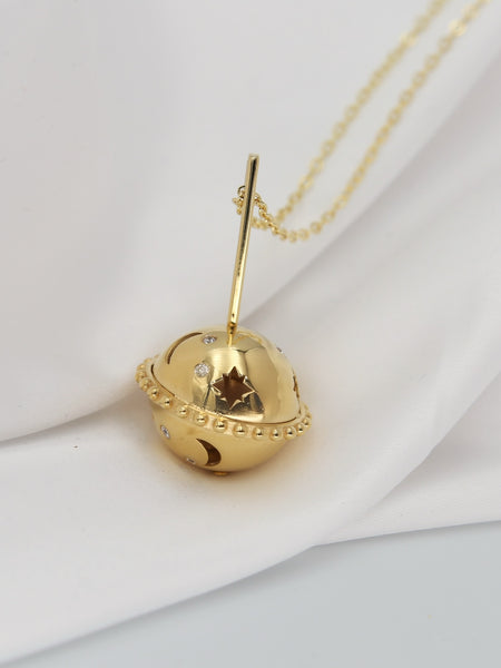 Perseides Γούρι 2026 Κολιέ σφαίρα με λευκές πέτρες