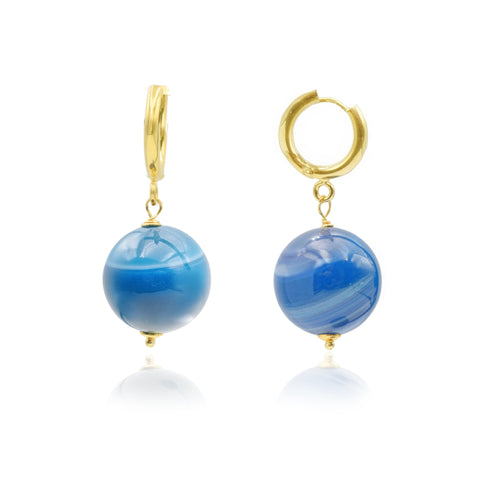 Sea Foam Σκουλαρίκια με πέτρες μπλε αχάτη