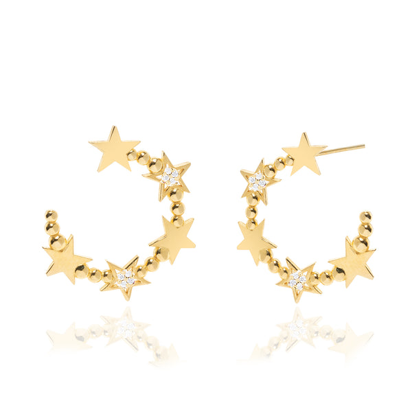 Astral Σκουλαρίκια με αστεράκια και λευκές πέτρες