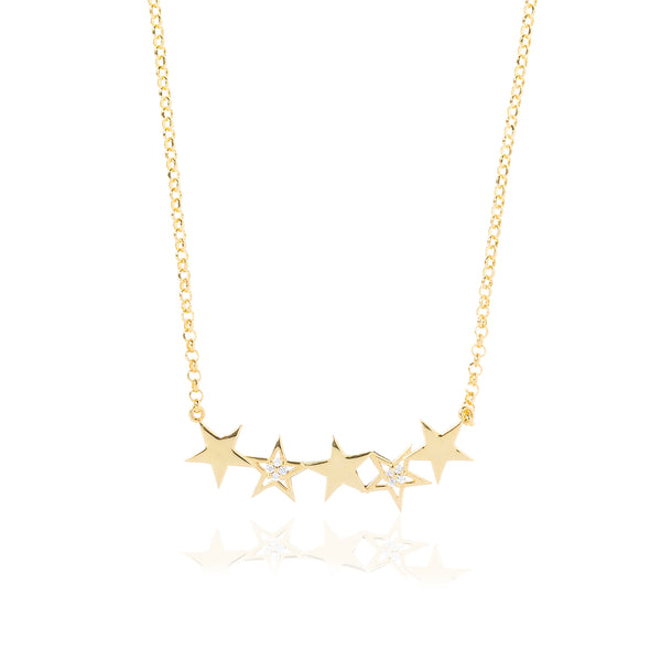 Astral Κολιέ με αστεράκια και λευκές πέτρες