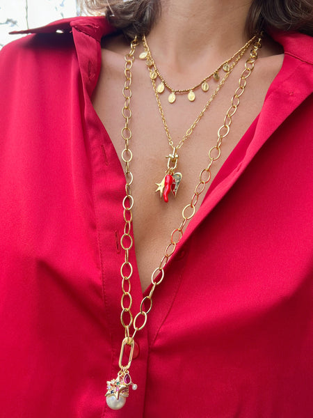 Long Chain Κολιέ με charms μακρύ