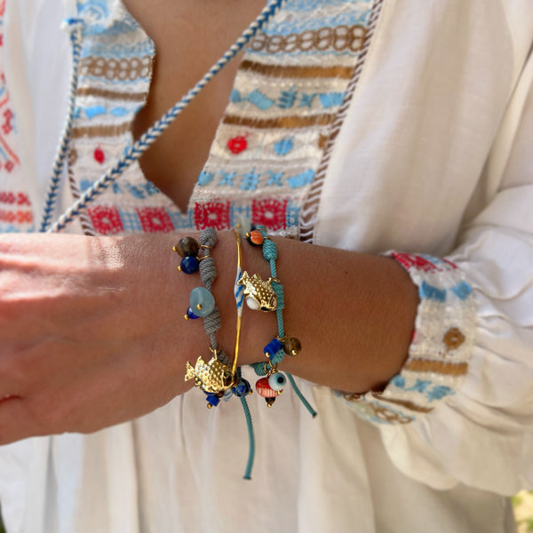 Nammos Βραχιόλι bangle με σμάλτο κύματα