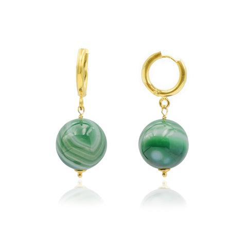 Laguna Σκουλαρίκια με πέτρες αχάτη vain σε πράσινο