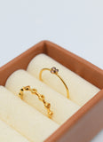 Flower Petal Δαχτυλίδι χρυσό 14K με καφέ πέτρες