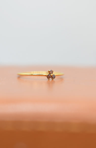 Flower Petal Δαχτυλίδι χρυσό 14K με καφέ πέτρες