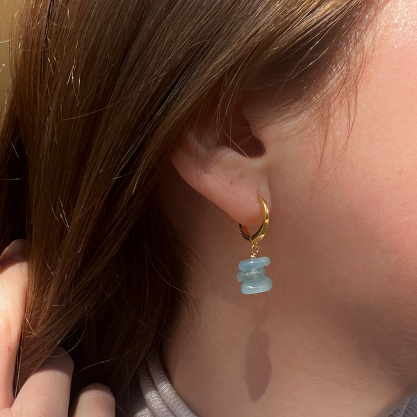 Aquasol Σκουλαρίκια κρικάκια με πέτρα aquamarine