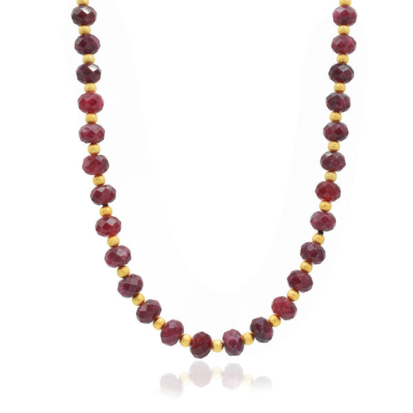 Burgundy Κολιέ με νεφρίτη και χρυσά στοιχεία