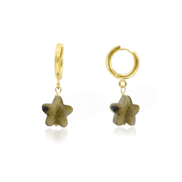 Cashmere Σκουλαρίκια με πέτρες αστεράκια λαμπραντορίτη