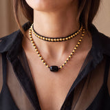 Midnight Velvet Κολιέ Choker με χρυσά στοιχεία