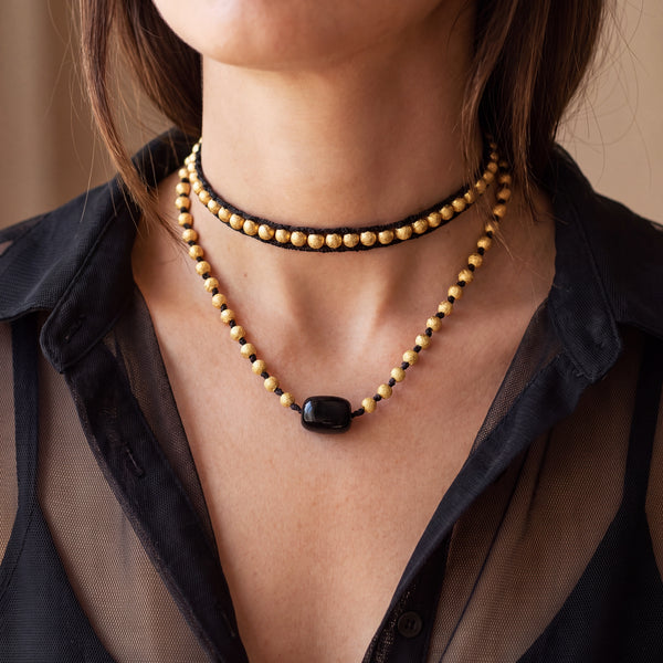 Midnight Velvet Κολιέ Choker με χρυσά στοιχεία