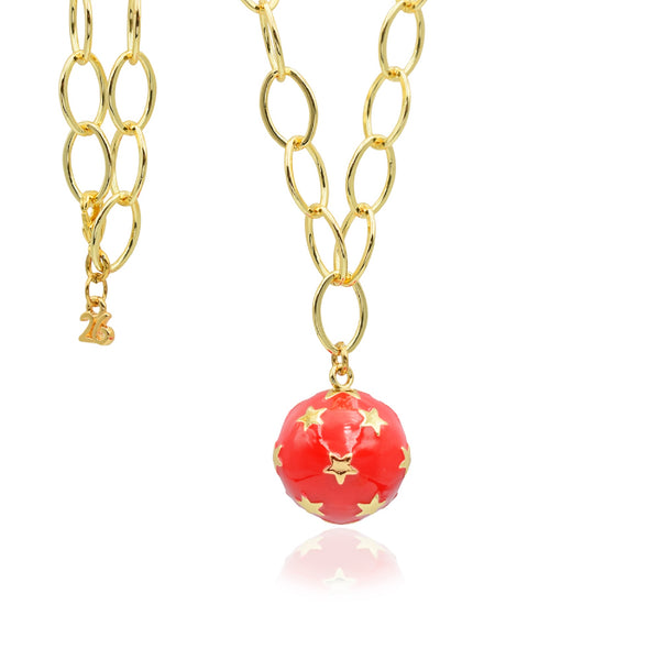 Star Party Γούρι 2026 Κολιέ με κόκκινο σμάλτο