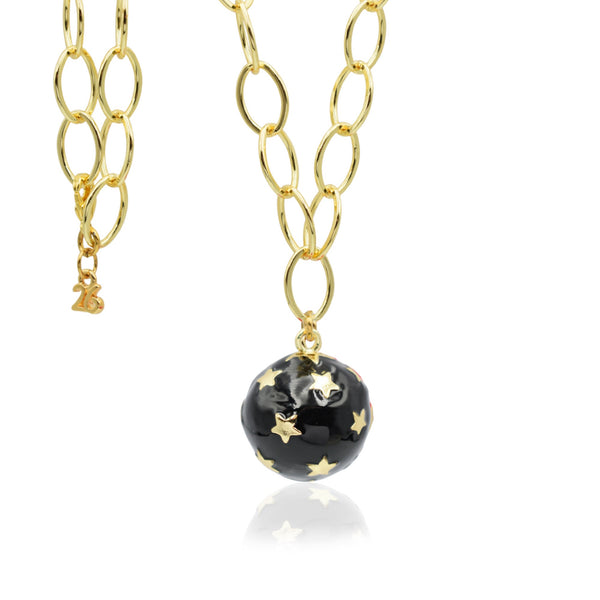 Star Party Γούρι 2026 Κολιέ με μαύρο σμάλτο