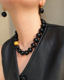 Black Velvet Κολιέ με όνυχα και χρυσό στοιχείο