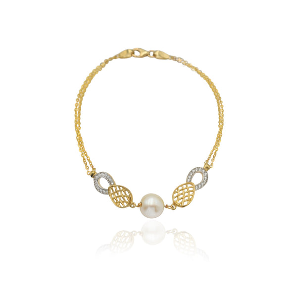 Infinié Βραχιόλι Χρυσό 9Κ με μαργαριτάρι