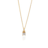 Ivoryne Κολιέ μονόπετρο χρυσό 9K με λευκή πέτρα