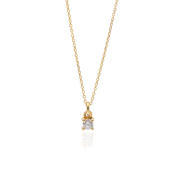 Ivoryne Κολιέ μονόπετρο χρυσό 9K με λευκή πέτρα
