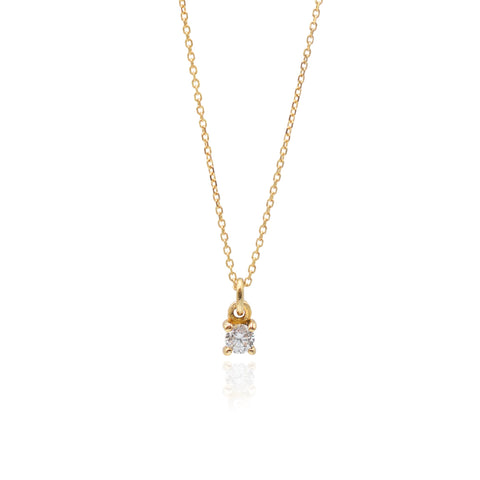 Ivoryne Κολιέ μονόπετρο χρυσό 9K με λευκή πέτρα