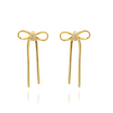 Kiss & Bow Σκουλαρίκια φιογκάκια με λευκές πέτρες