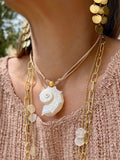 Ocean Amulet Κολιέ φυσικό δέρμα με φυσικό κοχύλι