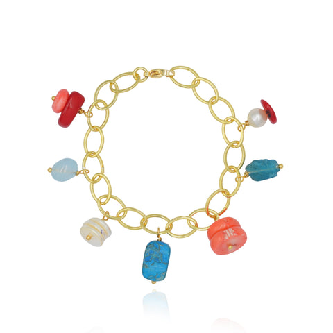 Summer Palette Βραχιόλι με αλυσίδα και ημιπολύτιμες πέτρες