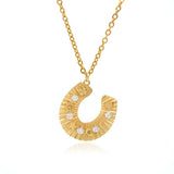 Tyche Γούρι 2026 Κολιέ πέταλο με λευκές πέτρες