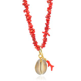 Lagoon Shell Κολιέ με κοράλλια και κοχύλι cowrie