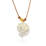 Ocean Amulet Κολιέ φυσικό δέρμα με φυσικό κοχύλι