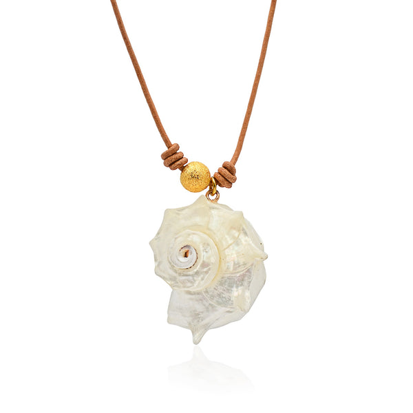 Ocean Amulet Κολιέ φυσικό δέρμα με φυσικό κοχύλι