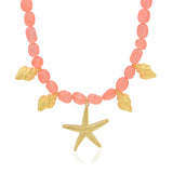 Sea Star Κολιέ με κοχύλια, αστερία και πέτρες αχάτη