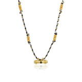 Spirit Charm Κολιέ Κορδόνι πλεξούδα με talisman στοιχείο με μαύρη πέτρα