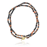 Mosaic Wrap Κολιέ με κοραλλί, μαύρες και λευκές πέτρες αχάτη