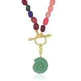 Ammonitis Κολιέ με αβεντουρίνη στοιχείο και πέτρες αχάτη multicolor