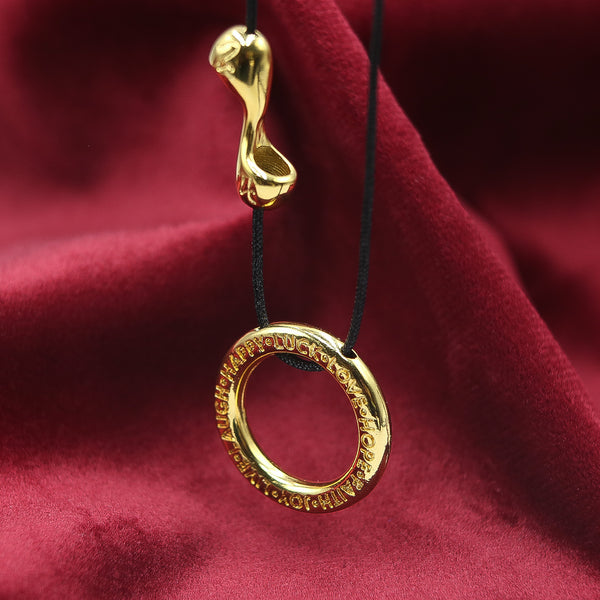 Wish Circle Γούρι 2024 Κολιέ κύκλος χρυσό με κορδόνι