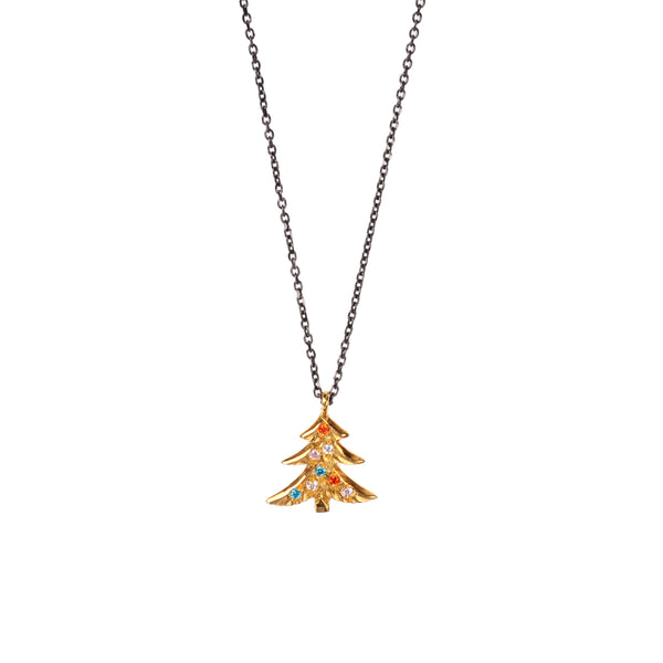 Christmas Tree Κολιέ χρυσό 14K με πέτρες
