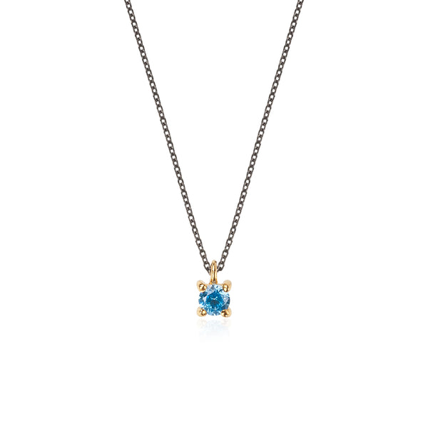 Blue Diana Κολιέ μονόπετρο χρυσό 14K με μπλε πέτρα