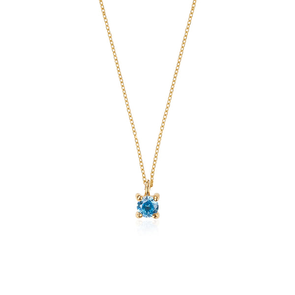 Blue Diana Κολιέ μονόπετρο χρυσό 14K με μπλε πέτρα