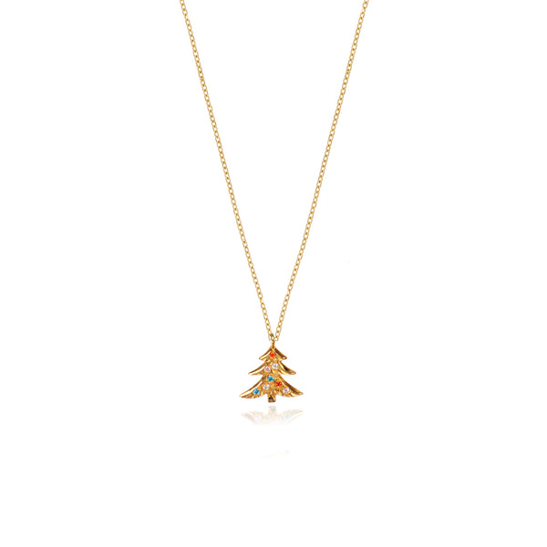 Christmas Tree Κολιέ χρυσό 14K με πέτρες