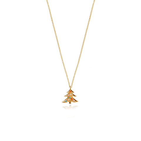 Christmas Tree Κολιέ χρυσό 14K με πέτρες