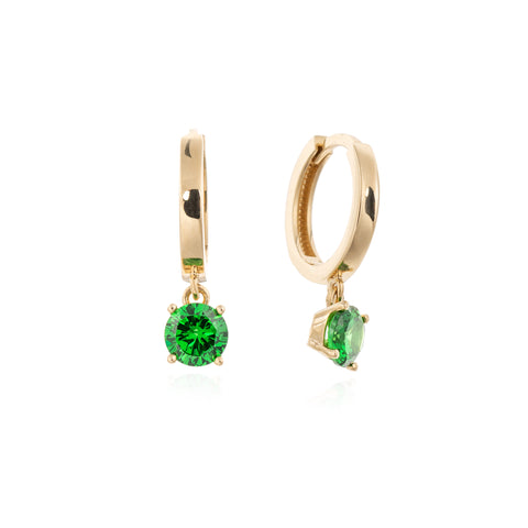 Spirit Σκουλαρίκια κρικάκια χρυσό 14K με πράσινη πέτρα