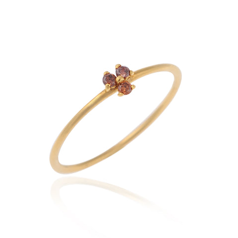 Flower Petal Δαχτυλίδι χρυσό 14K με καφέ πέτρες