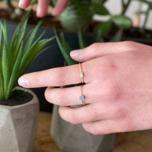 Turquoise Dots Δαχτυλίδι χρυσό 14Κ με τυρκουάζ πέτρες