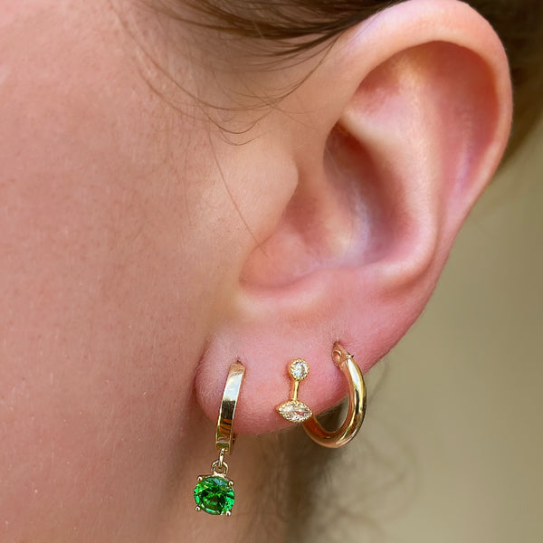 Spirit Σκουλαρίκια κρικάκια χρυσό 14K με πράσινη πέτρα