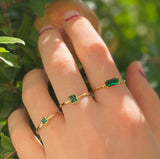 Kiwi Δαχτυλίδι χρυσό 14K με πράσινη πέτρα